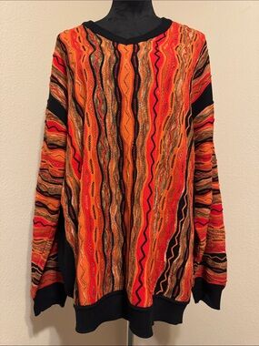 Textured V-Neck Sweater in Orange